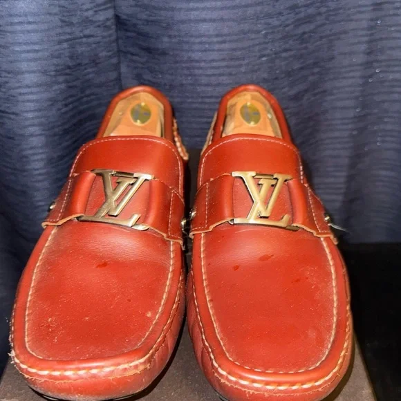 Louis Vuitton Men's Red Leather Loafers - Picture 2 of 4